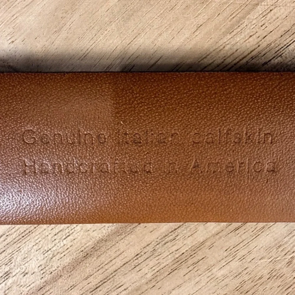 Handcrafted Italian Calfskin Leather Belt Black Gold‎ Buckle Size 46 115